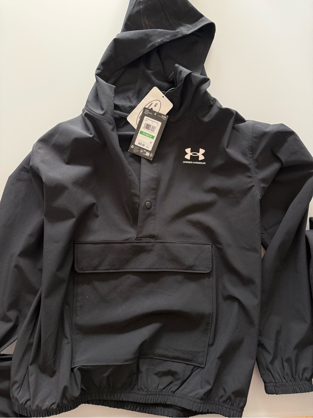 Under Armour Kids Black Hooded Pull-Over Rain Anorak